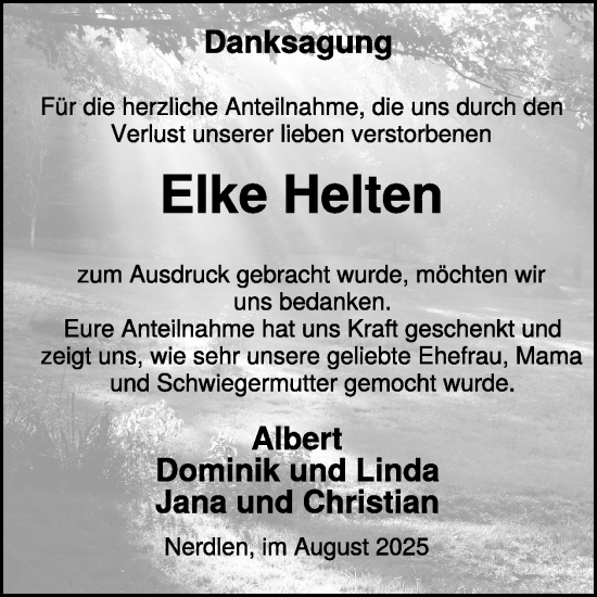 Traueranzeige von Elke Helten von WochenSpiegel