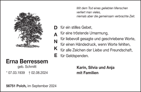 Traueranzeige von Erna Berressem von WochenSpiegel