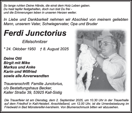 Traueranzeige von Ferdi Junctorius von WochenSpiegel