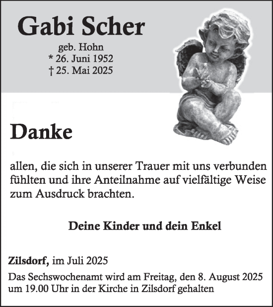 Traueranzeige von Gabi Scher von WochenSpiegel