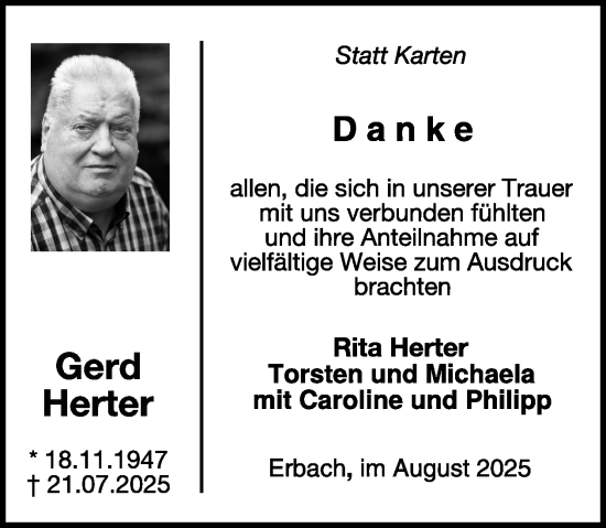 Traueranzeige von Gerd Herter von WochenSpiegel