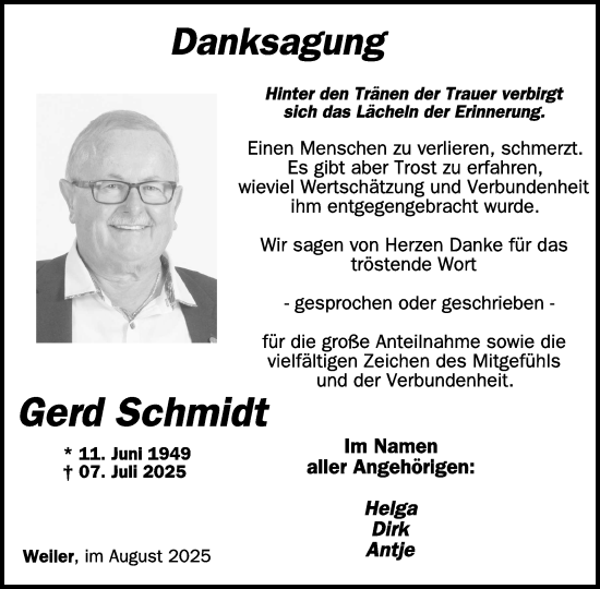 Traueranzeige von Gerd Schmidt von WochenSpiegel