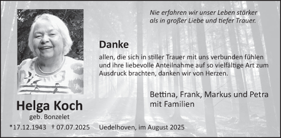 Traueranzeige von Helga Koch von WochenSpiegel