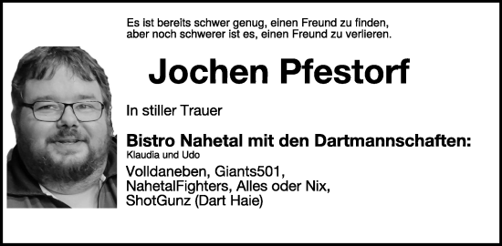Traueranzeige von Jochen Pfestorf von WochenSpiegel