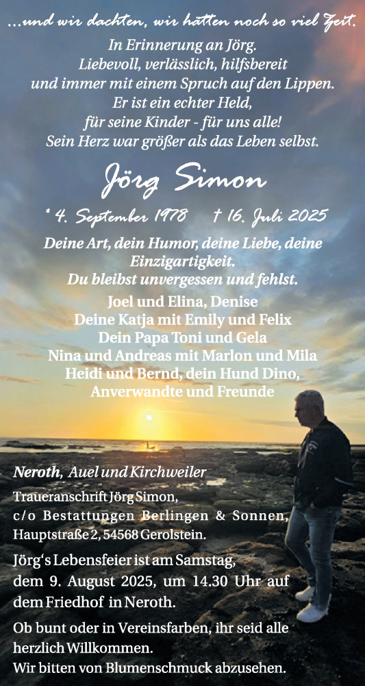 Traueranzeige von Jörg Simon von WochenSpiegel