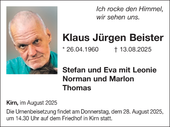 Traueranzeige von Klaus Jürgen Beister von WochenSpiegel