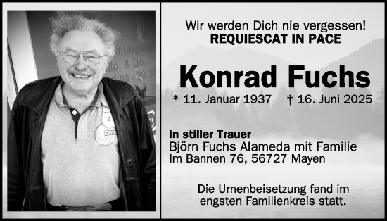 Traueranzeige von Konrad Fuchs von WochenSpiegel