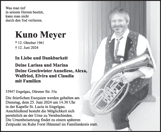 Traueranzeige von Kuno Meyer von WochenSpiegel