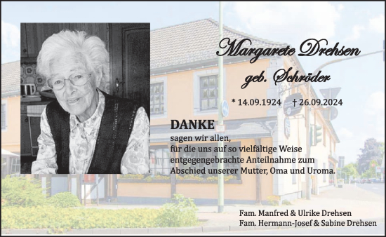 Traueranzeige von Margarete Drehsen von WochenSpiegel