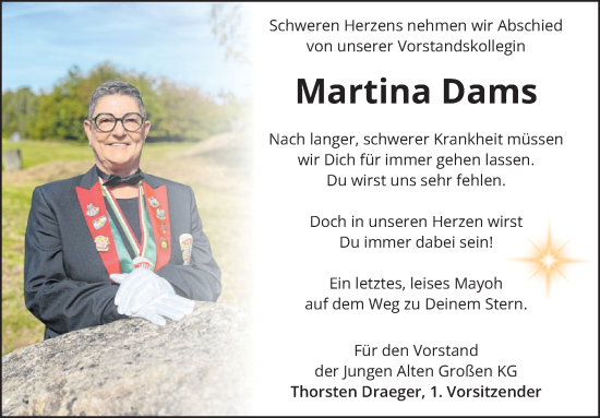 Traueranzeige von Martina Dams von WochenSpiegel