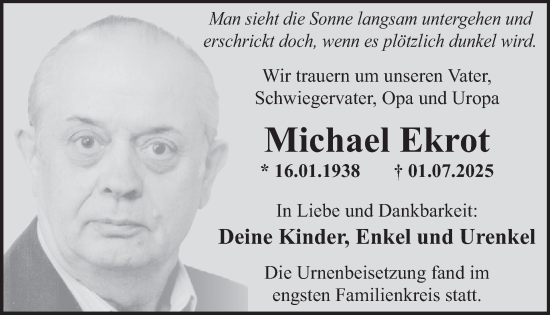 Traueranzeige von Michael Ekrot von WochenSpiegel