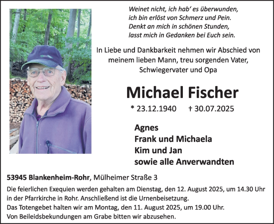 Traueranzeige von Michael Fischer von WochenSpiegel