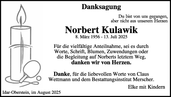 Traueranzeige von Norbert Kulawik von WochenSpiegel