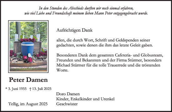 Traueranzeige von Peter Damen von WochenSpiegel