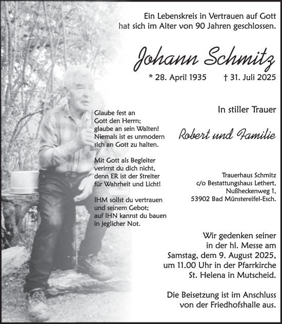 Traueranzeige von Robert Schmitz von WochenSpiegel