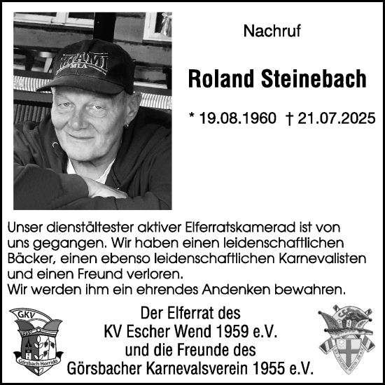 Traueranzeige von Roland Steinebach von WochenSpiegel