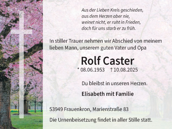 Traueranzeige von Rolf Caster von WochenSpiegel