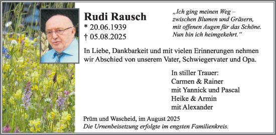 Traueranzeige von Rudi Rausch von WochenSpiegel