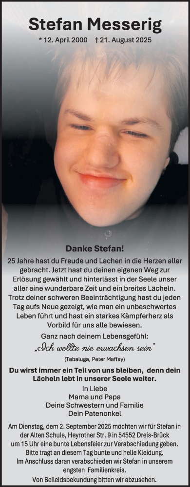 Traueranzeige von Stefan Messerig von WochenSpiegel