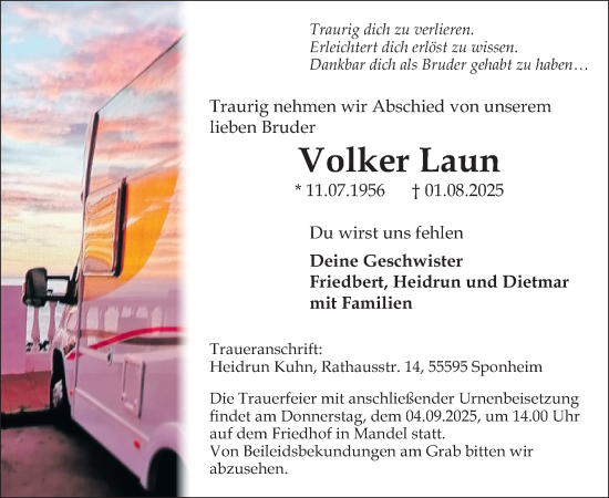 Traueranzeige von Volker Laun von WochenSpiegel