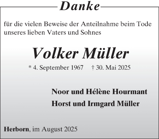 Traueranzeige von Volker Müller von WochenSpiegel