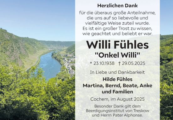 Traueranzeige von Willi Fühles von WochenSpiegel