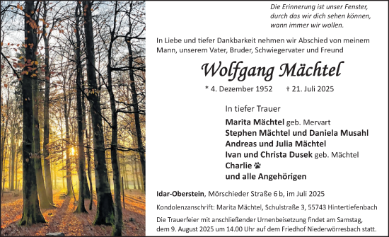 Traueranzeige von Wolfgang Mächtel von WochenSpiegel