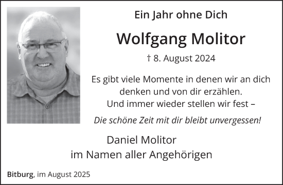 Traueranzeige von Wolfgang Molitor von WochenSpiegel