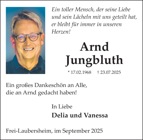 Traueranzeige von Arnd Jungbluth von WochenSpiegel