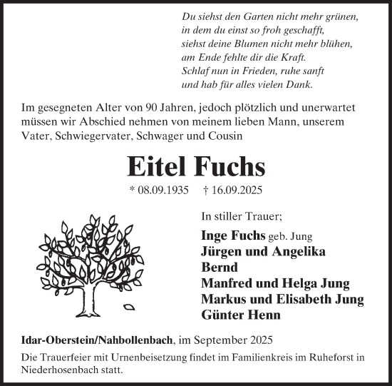 Traueranzeige von Eitel Fuchs von WochenSpiegel