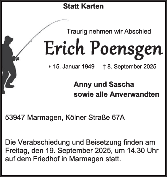 Traueranzeige von Erich Poensgen von WochenSpiegel