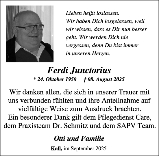 Traueranzeige von Ferdi Junctorius von WochenSpiegel