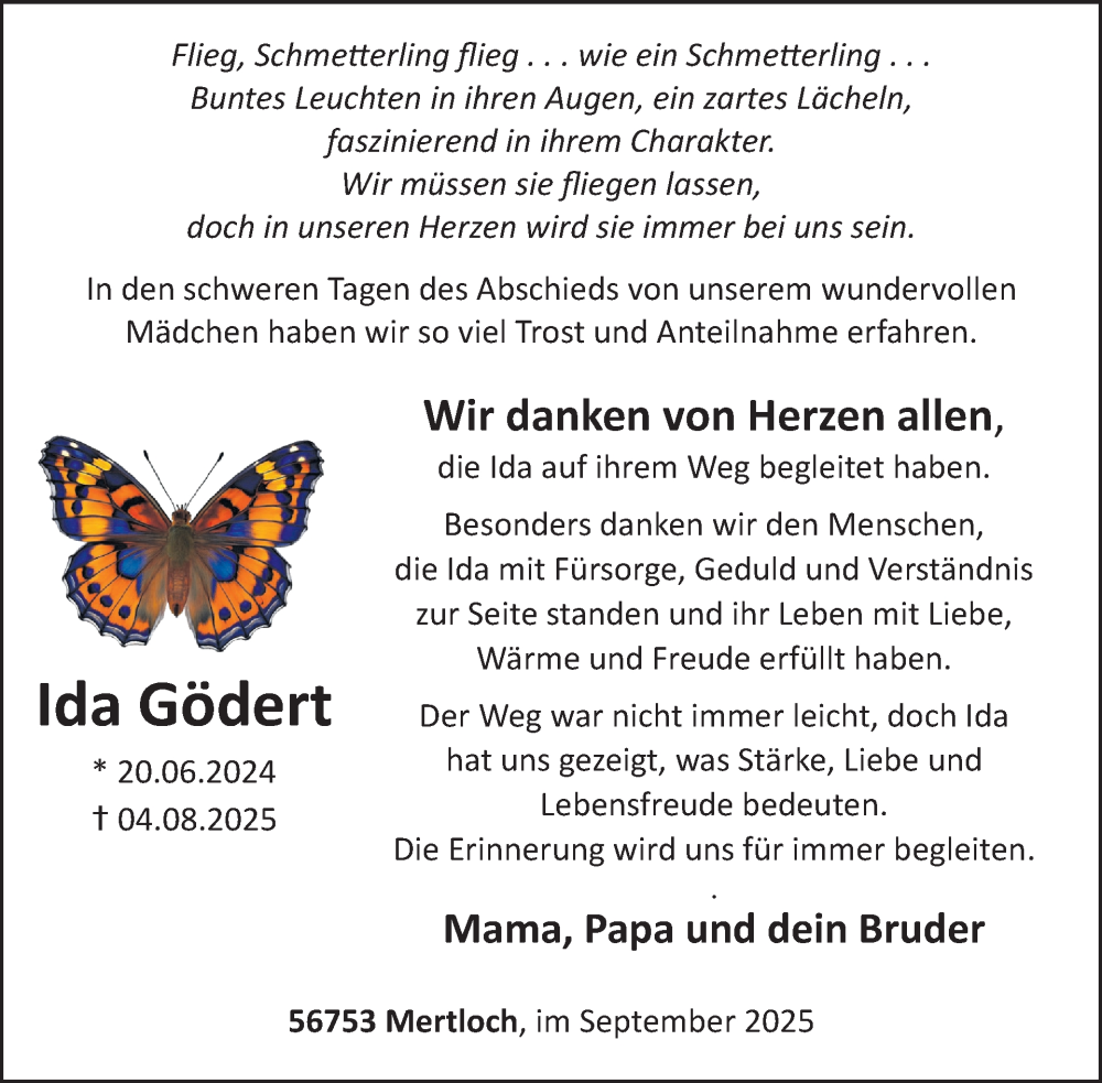  Traueranzeige für Ida Gödert vom 24.09.2025 aus WochenSpiegel