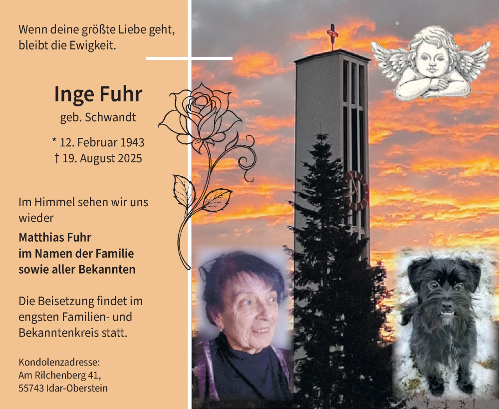  Traueranzeige für Inge Fuhr vom 06.09.2025 aus WochenSpiegel