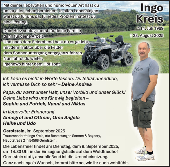 Traueranzeige von Ingo Kreis von WochenSpiegel