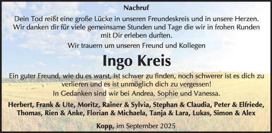 Traueranzeige von Ingo Kreis von WochenSpiegel
