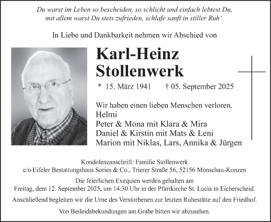 Traueranzeige von Karl-Heinz Stollenwerk von WochenSpiegel