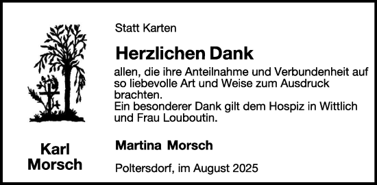 Traueranzeige von Karl Morsch von WochenSpiegel