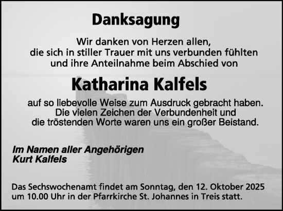 Traueranzeige von Katharina Kalfels von WochenSpiegel
