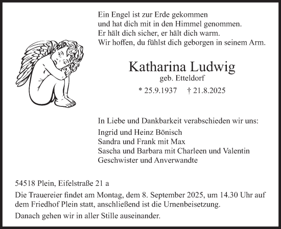 Traueranzeige von Katharina Ludwig von WochenSpiegel