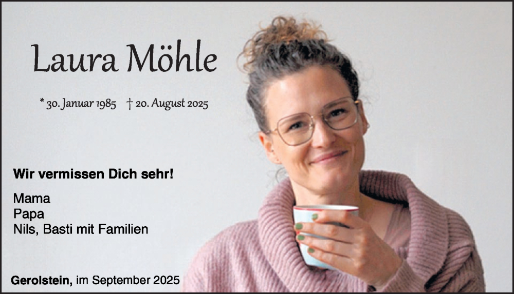  Traueranzeige für Laura Möhle vom 20.09.2025 aus WochenSpiegel