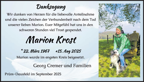 Traueranzeige von Marion Krogt von WochenSpiegel