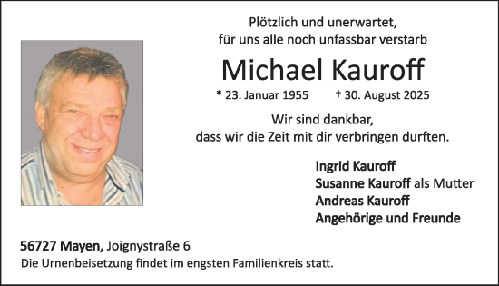 Traueranzeige von Michael Kauroff von WochenSpiegel
