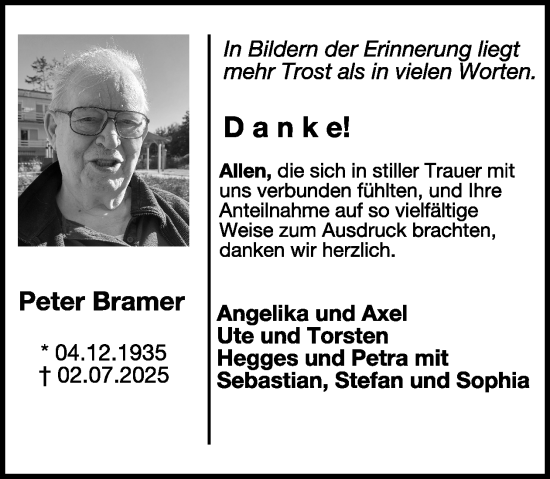 Traueranzeige von Peter Bramer von WochenSpiegel