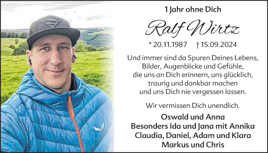 Traueranzeige von Ralf Wirtz von WochenSpiegel
