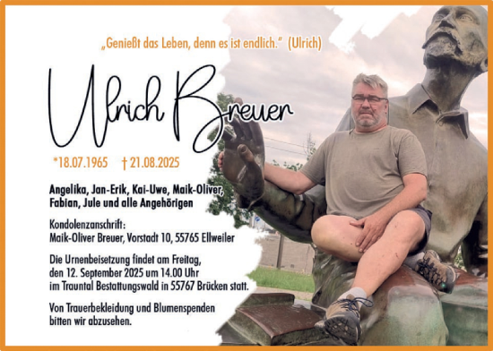 Traueranzeige von Ulrich Breuer von WochenSpiegel