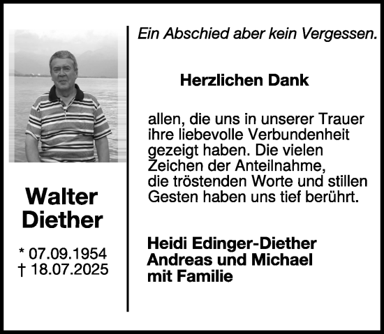 Traueranzeige von Walter Diether von WochenSpiegel