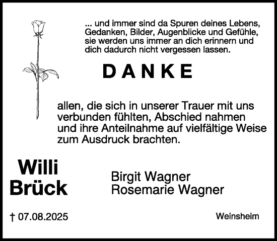 Traueranzeige von Willi Brück von WochenSpiegel