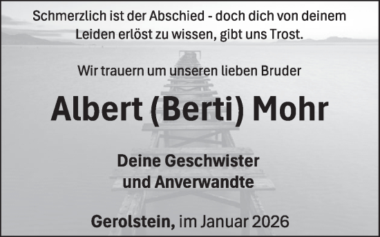 Traueranzeige von Albert Mohr von WochenSpiegel