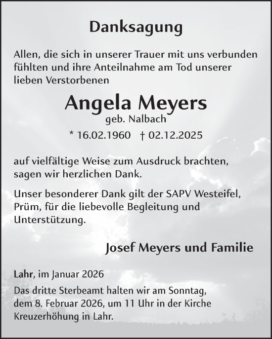 Traueranzeige von Angela Meyers von WochenSpiegel